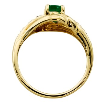 9ct Gold Emerald/Diamond Ring size J